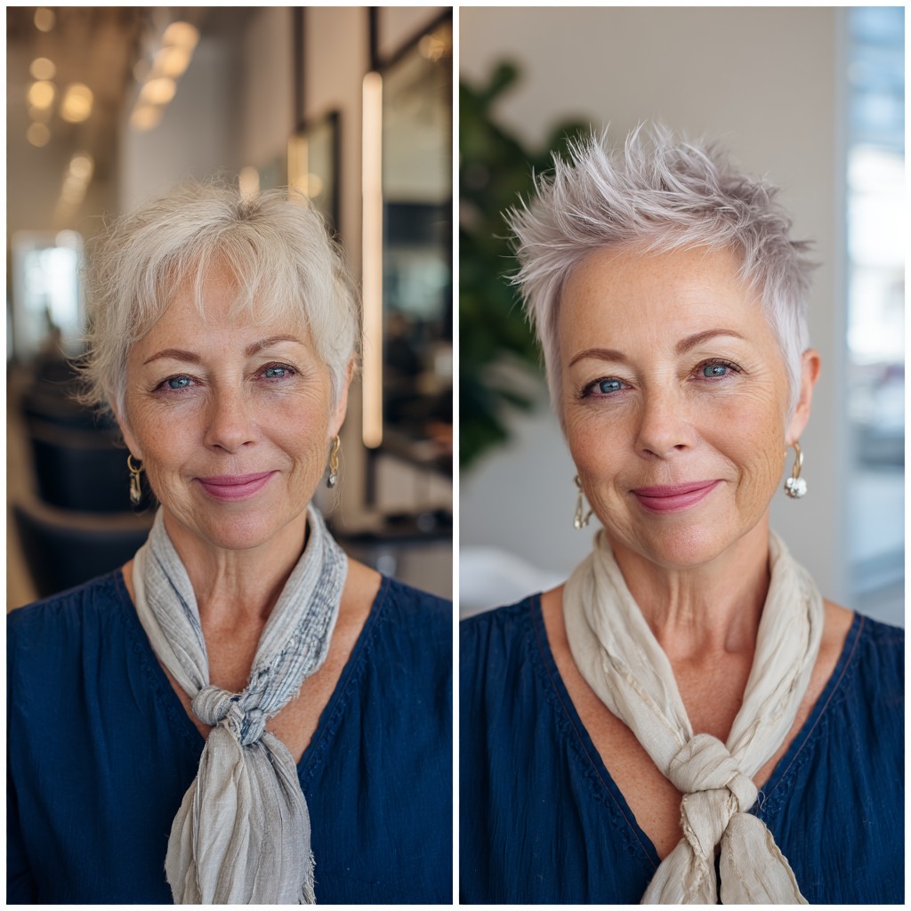 Chic Short Spiky Cut with Soft Lavender Tones