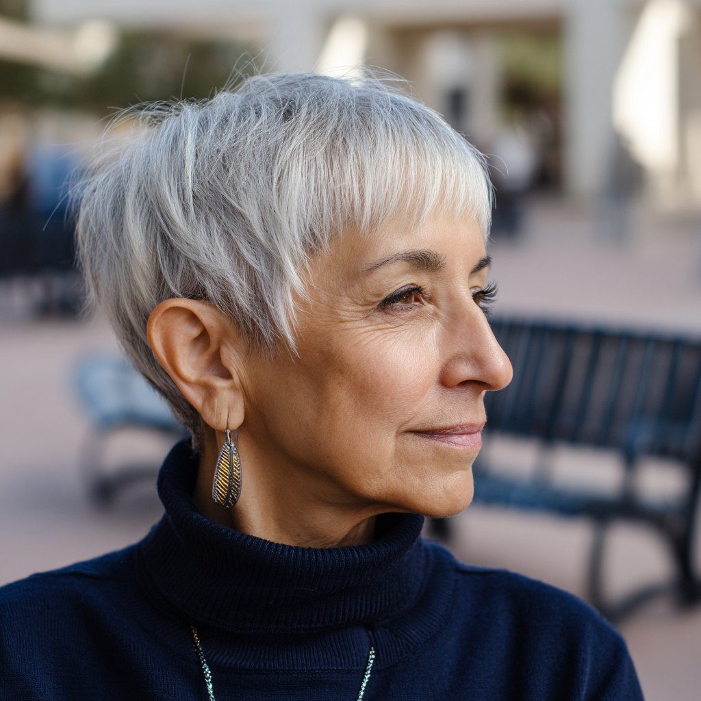 Chic Softly Textured Silver Crop for Women Over 70