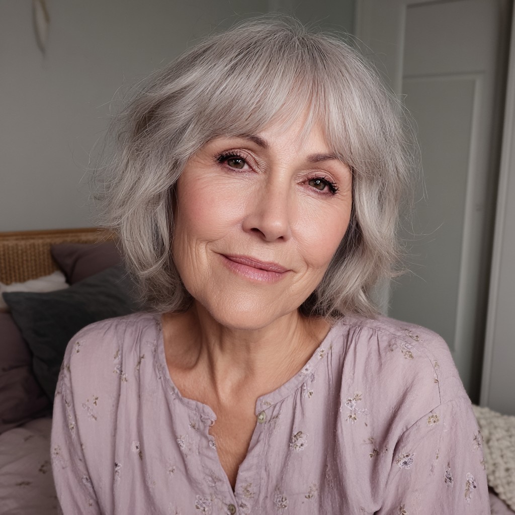 Chic Textured Bob with Soft Curtain Bangs