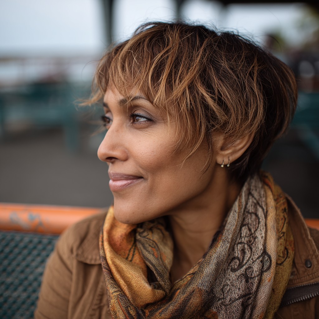 Chic Textured Crop with Golden Highlights