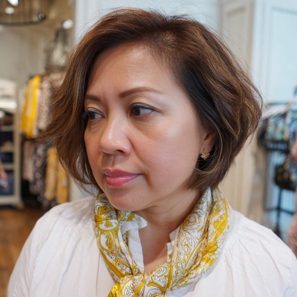 Chic Textured Lob with Subtle Waves