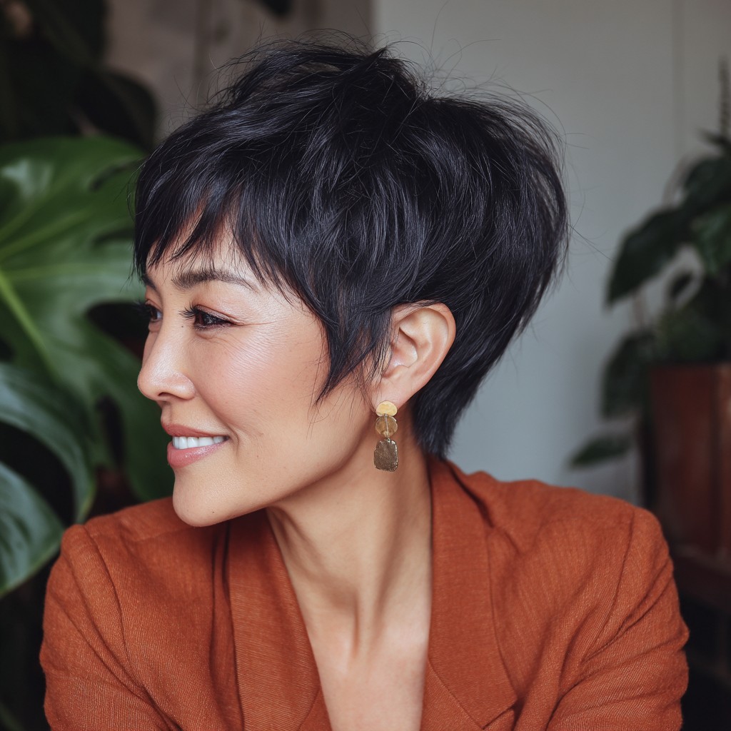Chic Textured Pixie Cut for Thick Hair Over 40