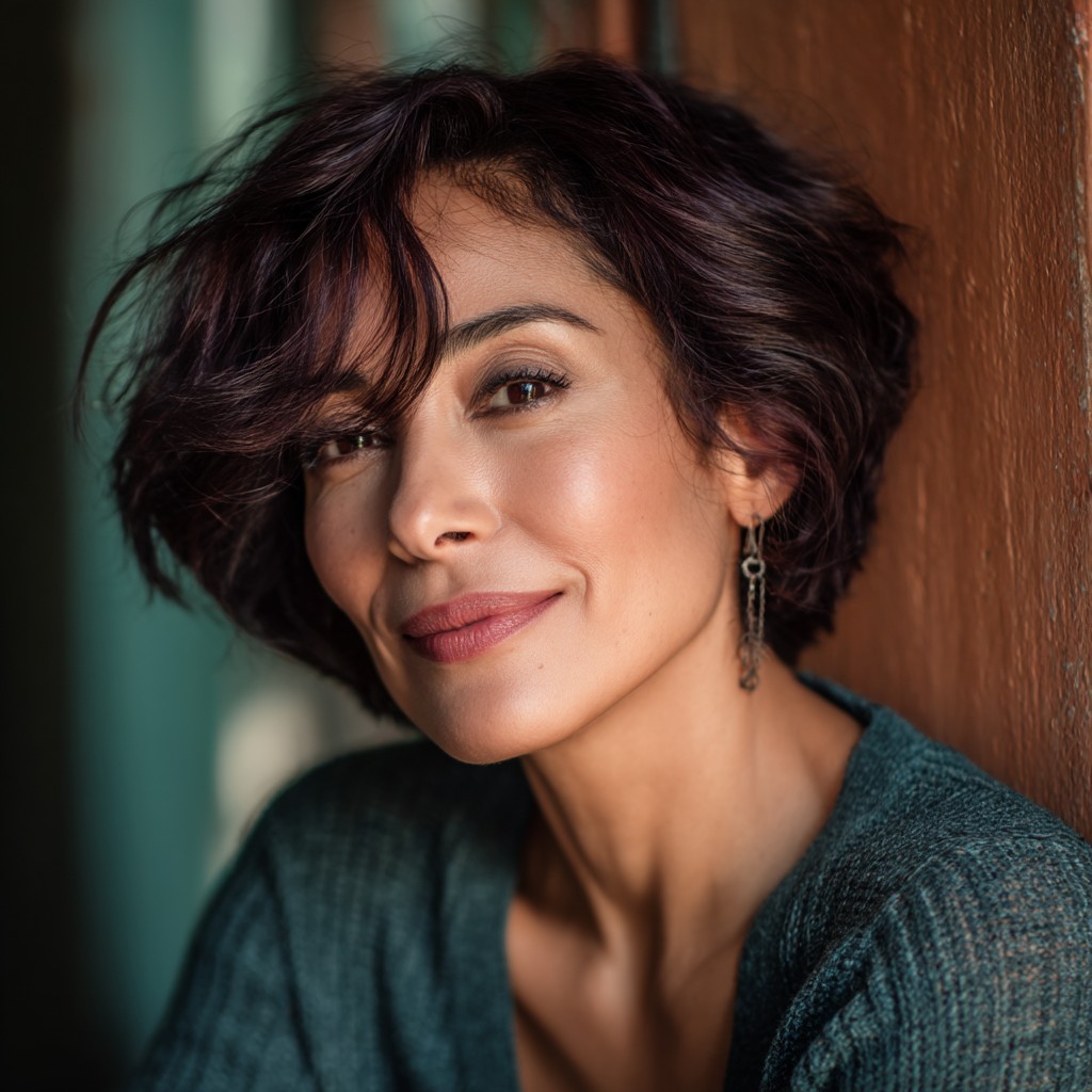 Chic Textured Short Cut with Subtle Curls