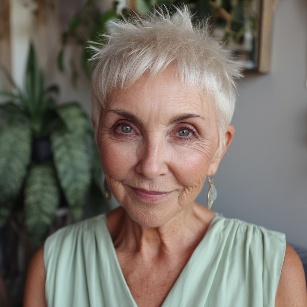 Chic Textured Short Spiky Cut for Mature Women