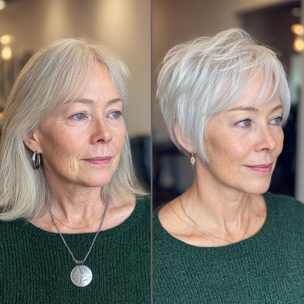 Chic Textured Silver Pixie Bob with Defined Layers