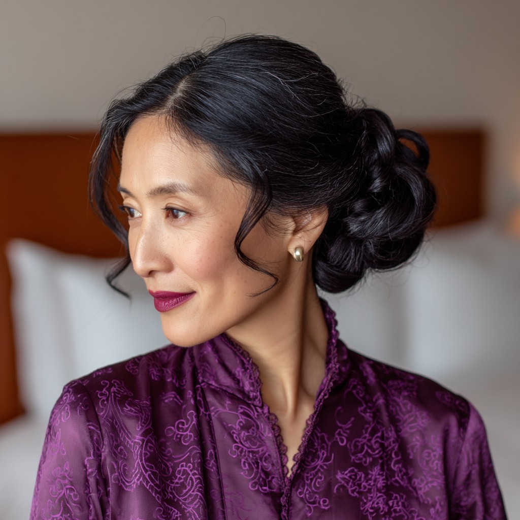 Classic Low Chignon with Soft Waves