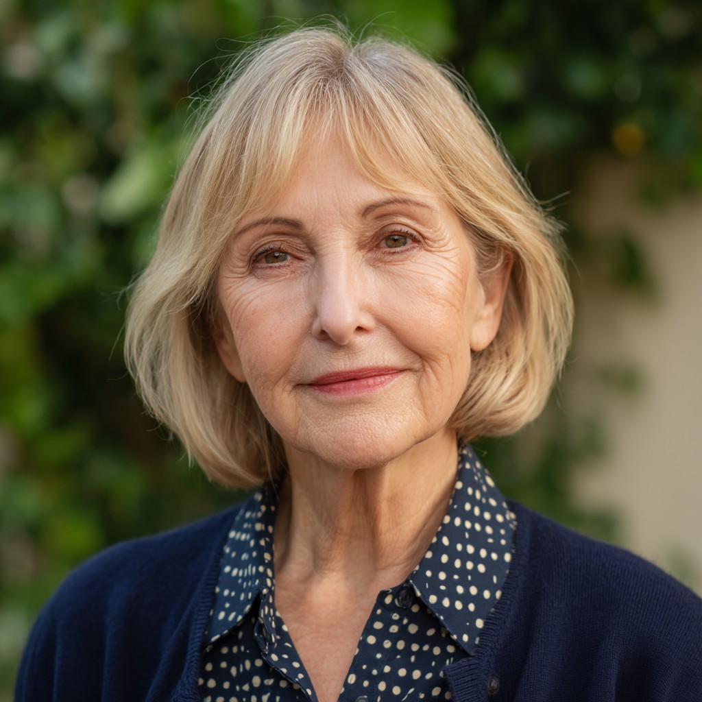 Classic Soft Blonde Bob with Curtain Bangs