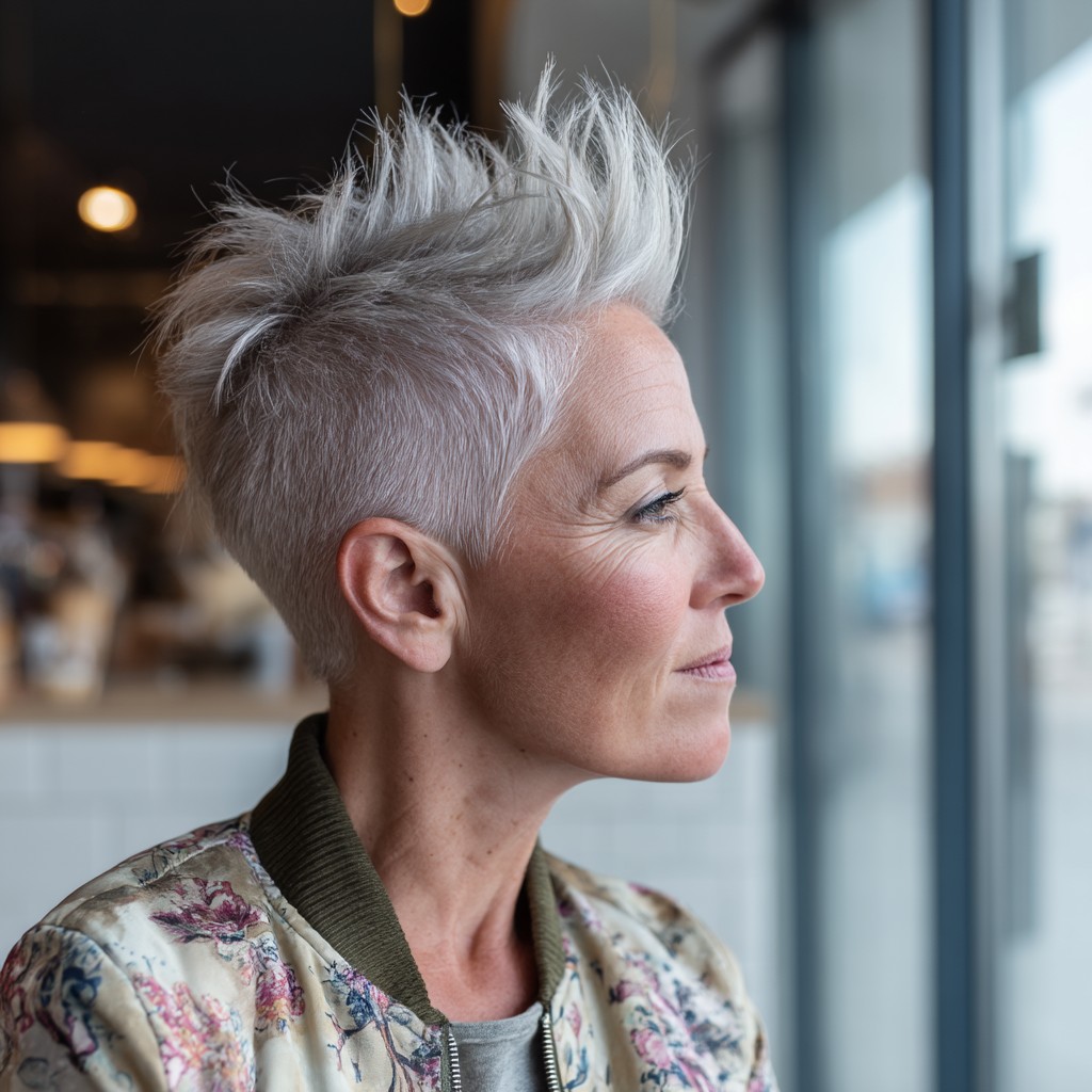 Edgy Textured Short Cut with Silver Highlights
