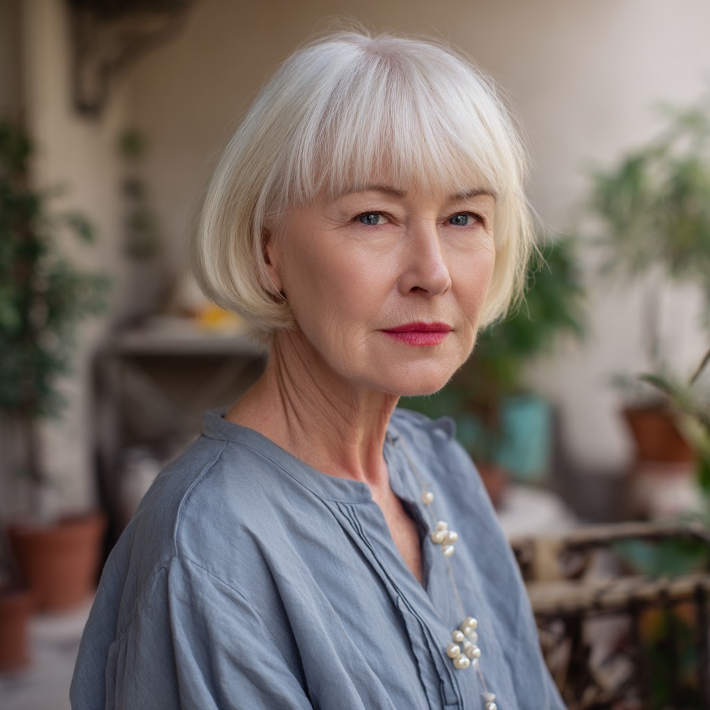 Elegant Blunt Bob with Soft Bangs