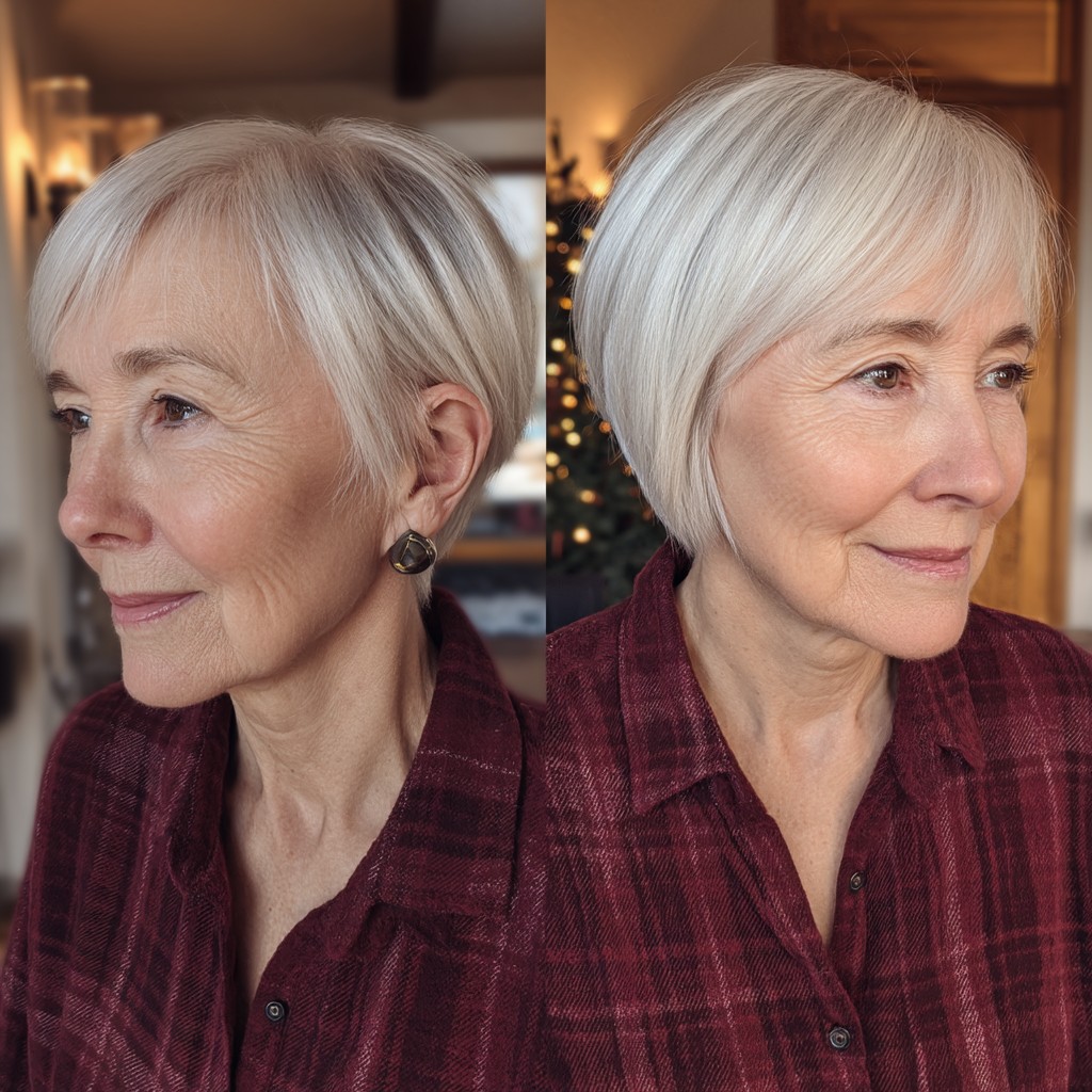 Elegant Silver Pixie Bob with Soft Front Layers
