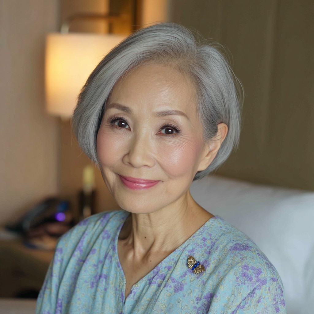 Flattering Textured Silver Pixie Bob with Subtle Layers