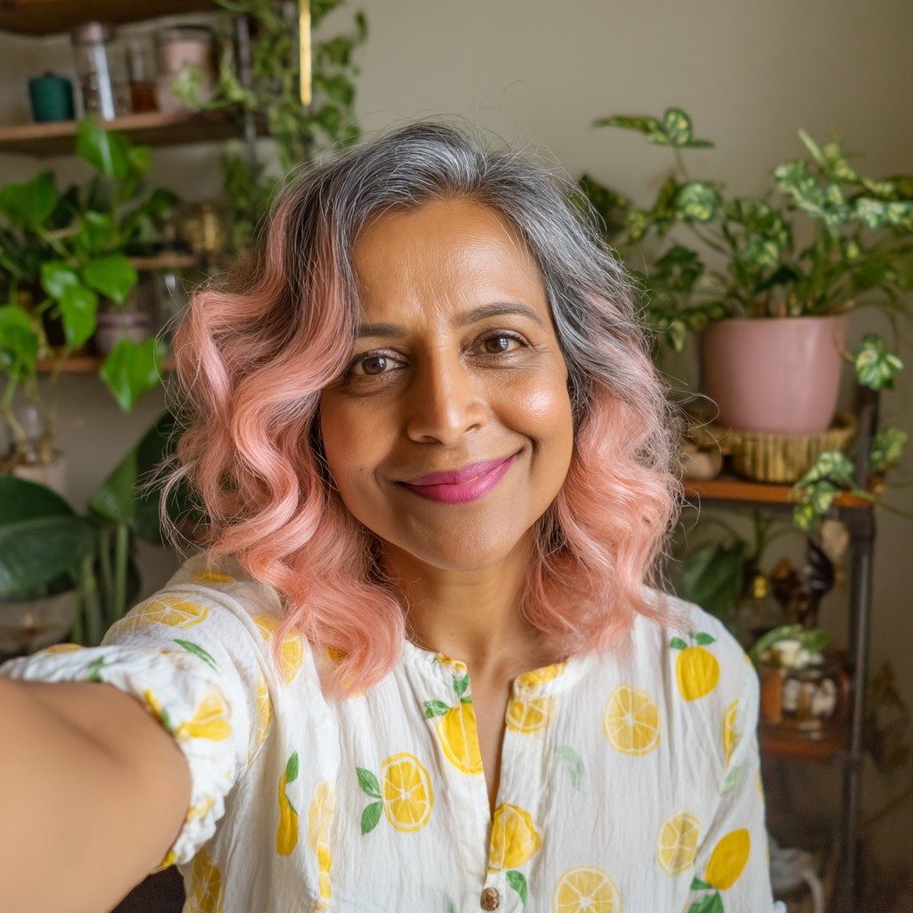 Lovely Soft Pink Waves with Natural Gray Undertones