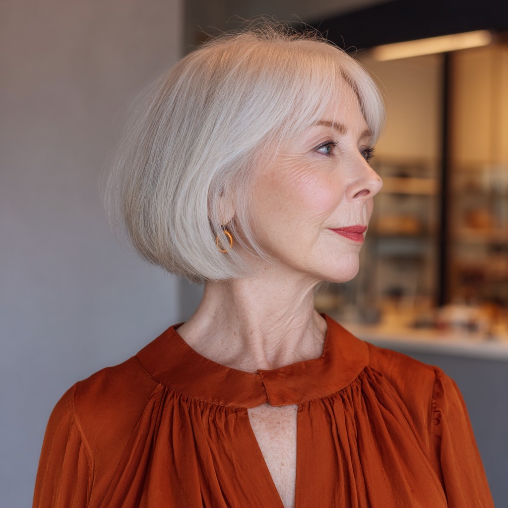 Modern Blunt Bob with Subtle Layers for Women Over 70