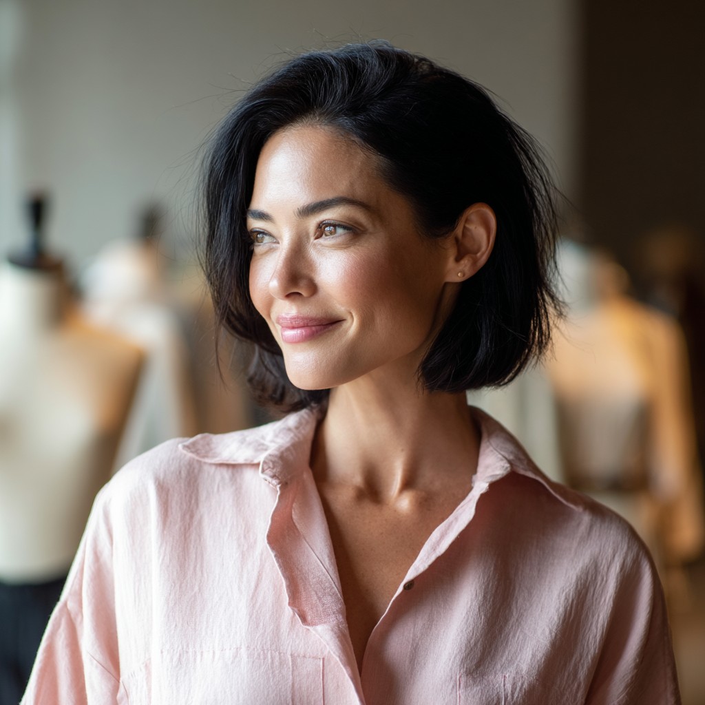 Modern Textured Lob for Thick Hair Over 40