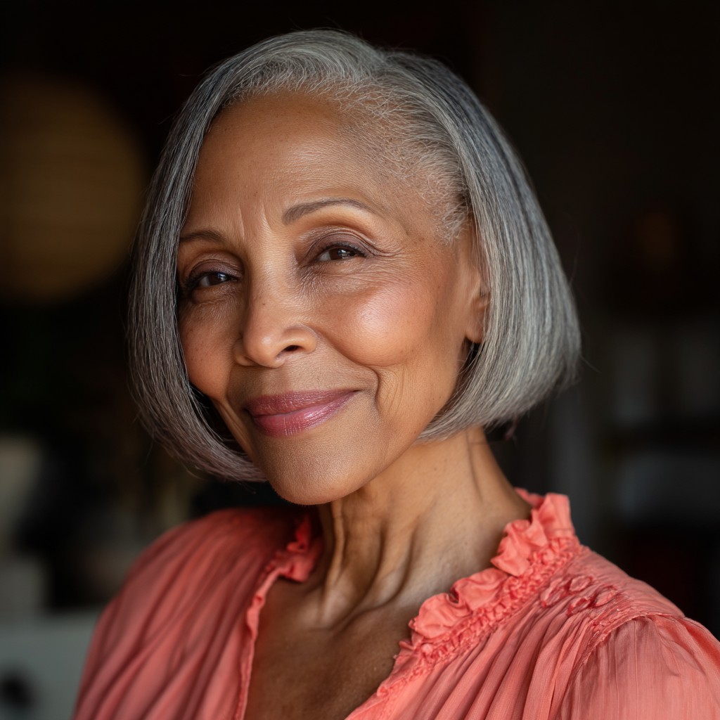 Sleek Silver Bob with Subtle Layers