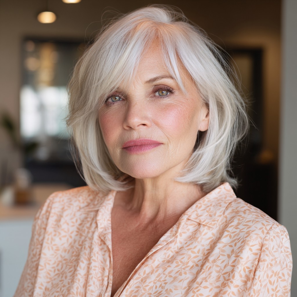 Soft Layered Silver Bob with Gentle Waves
