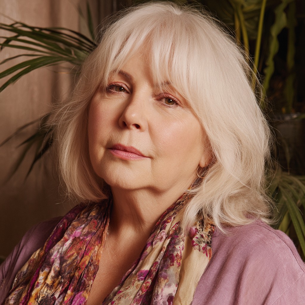 Soft Textured Silver Cut with Curtain Bangs