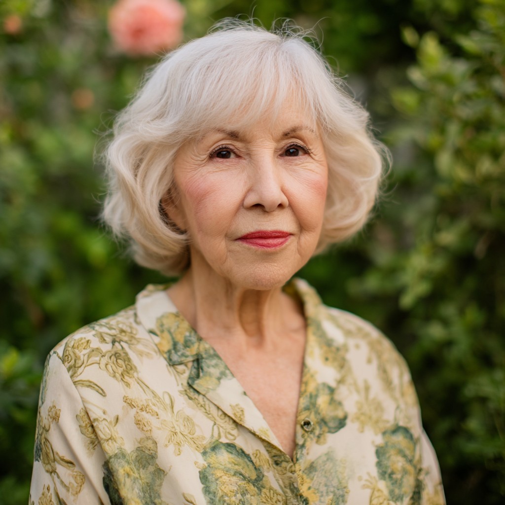 Softly Curled Layered Bob for Women Over 70