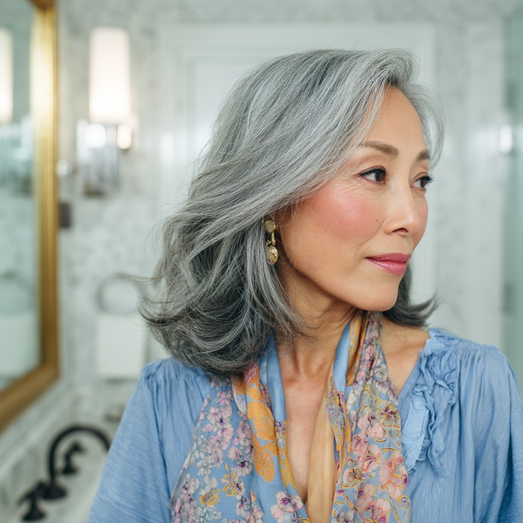 Softly Layered Shoulder-Length Haircut for Women Over 60