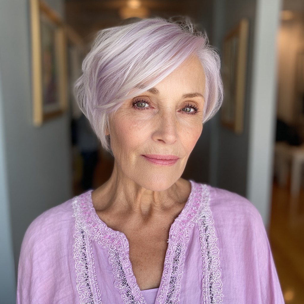 Softly Textured Lilac Pixie Bob with Subtle Waves