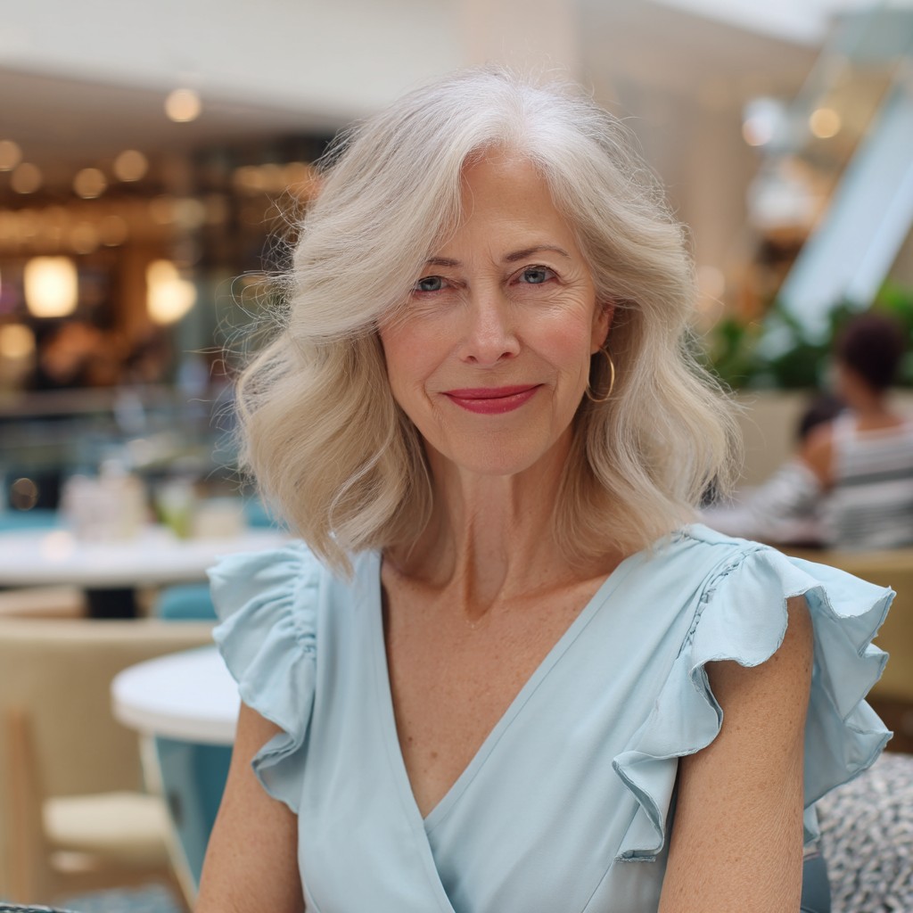 Softly Textured Shoulder-Length Waves for Mature Women