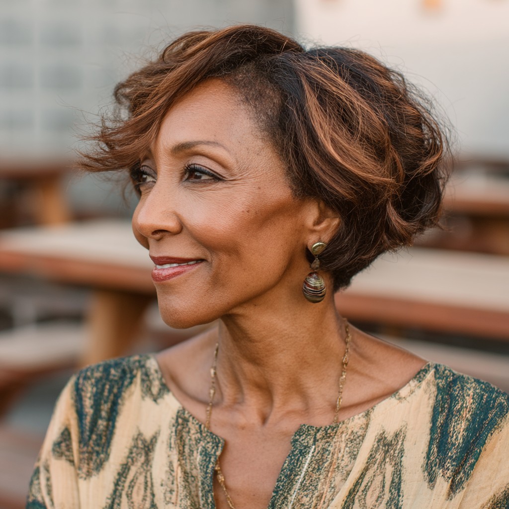 Stylish Curly Pixie Bob with Subtle Highlights