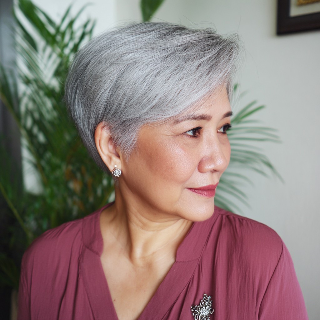 Stylish Silver Textured Crop for Women Over 70