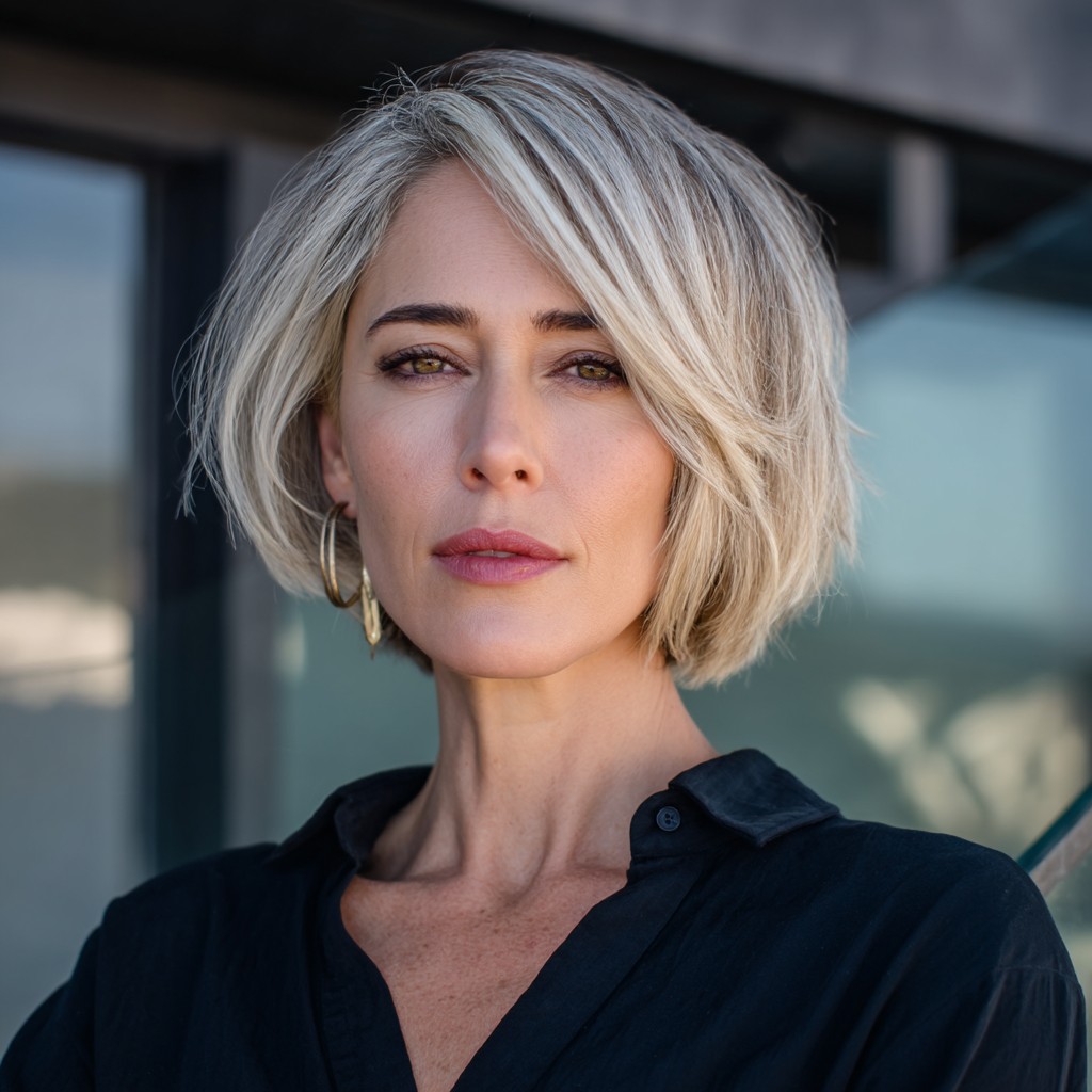 Stylish Textured Bob for Thick Hair Over 40