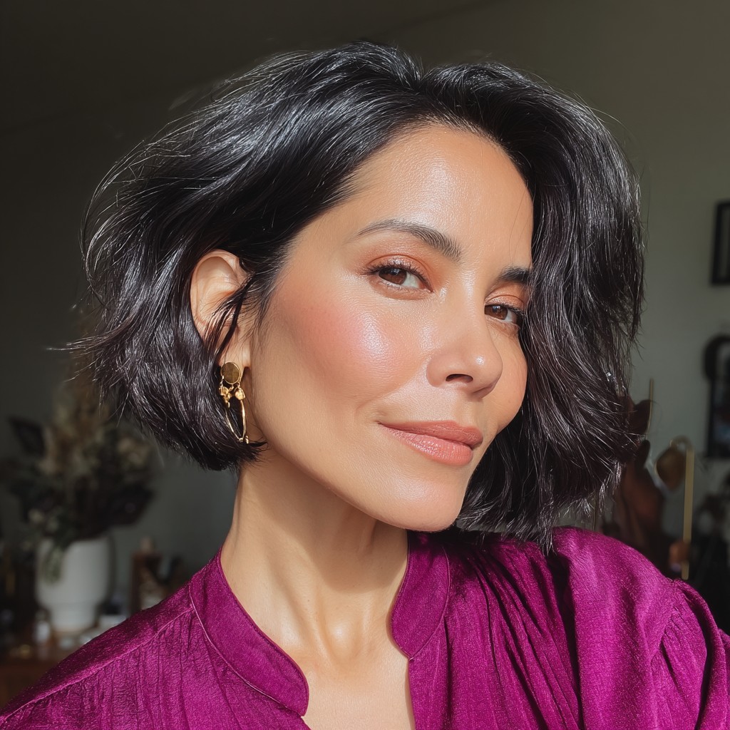 Textured A-Line Bob for Thick Hair Over 40