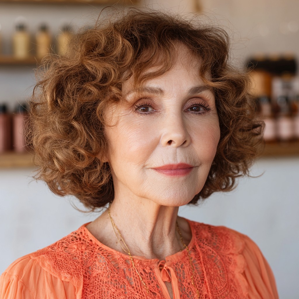 Textured Curly Lob with Soft Layers