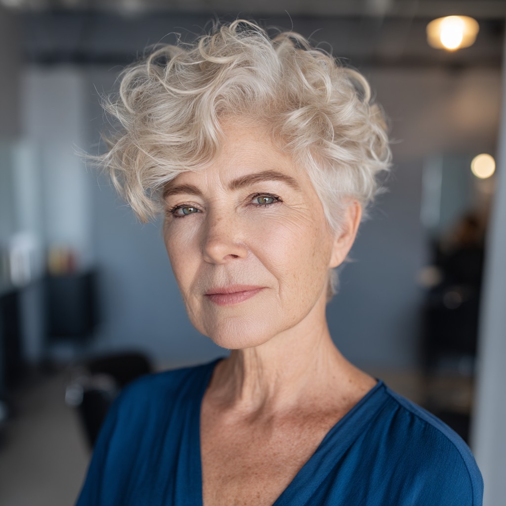 Textured Curly Pixie with Soft Volume