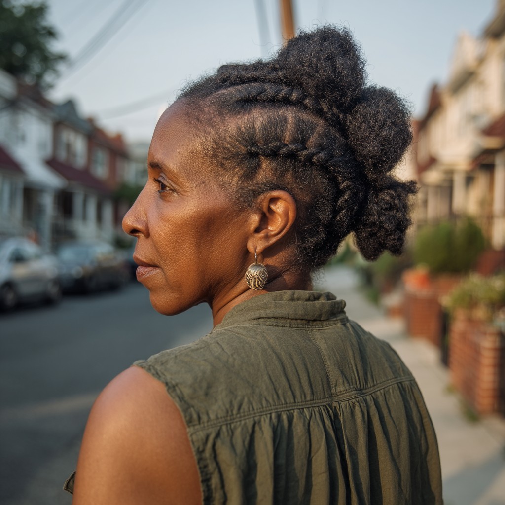 Textured High Bun with Intricate Braids