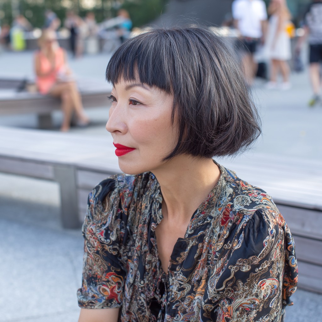 Textured Short Bob with Blunt Bangs