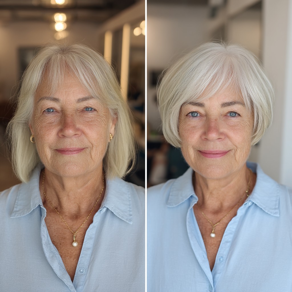 Textured Short Bob with Soft Edges for Women Over 70