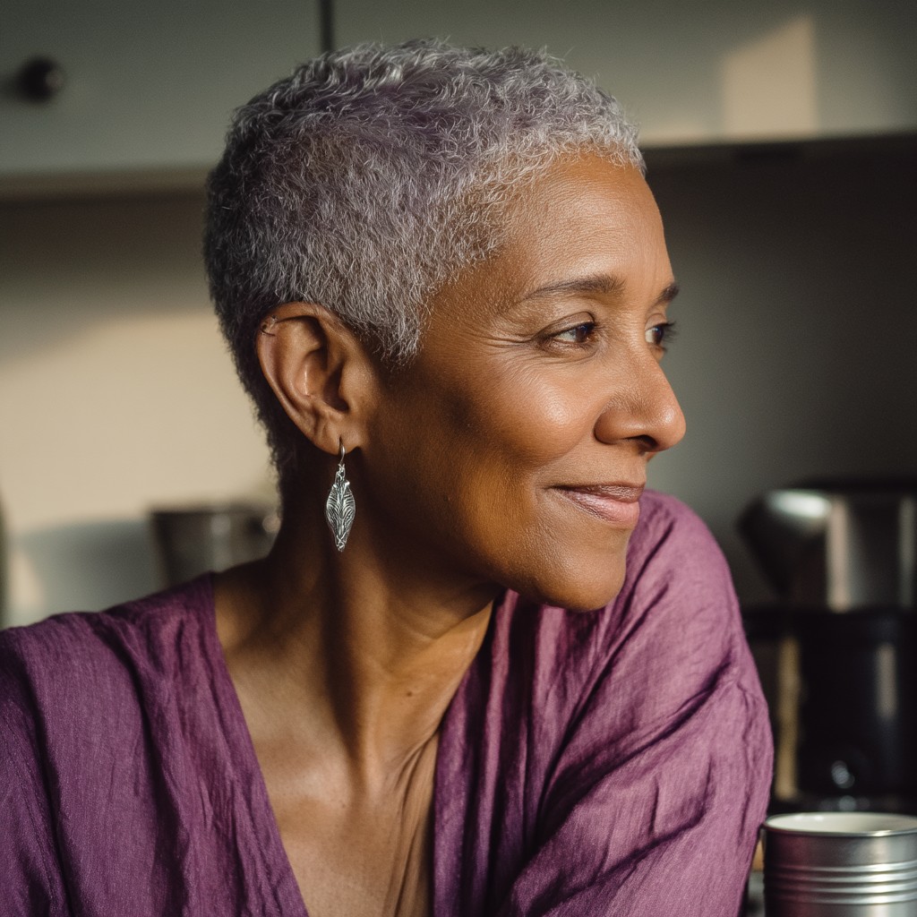 Textured Silver Crop with Lavender Undertones