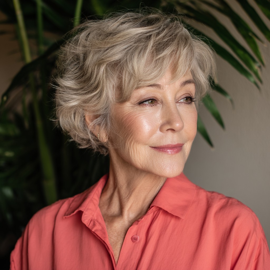 Textured Silver Pixie Bob with Effortless Layers