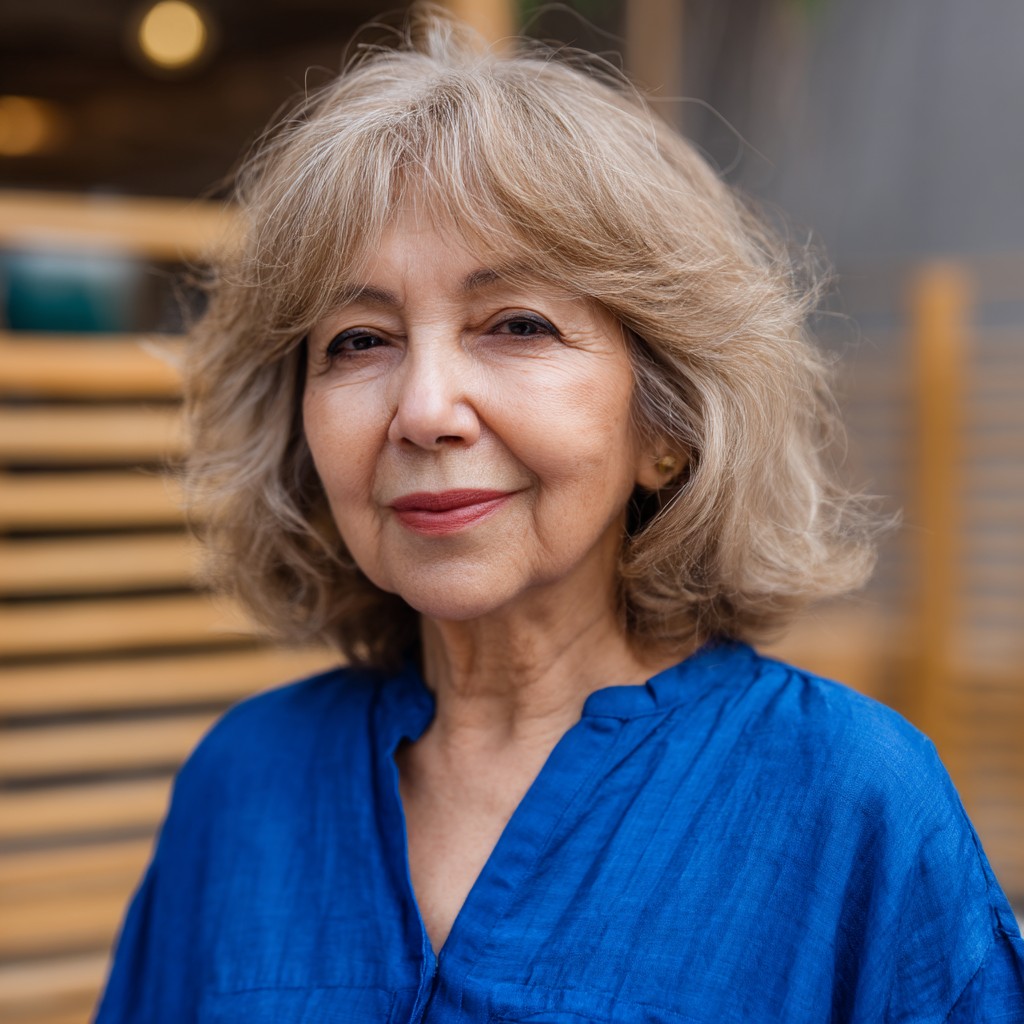 Textured Soft Layers with Curtain Bangs