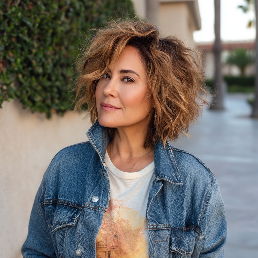 Textured Wavy Lob with Soft Layers