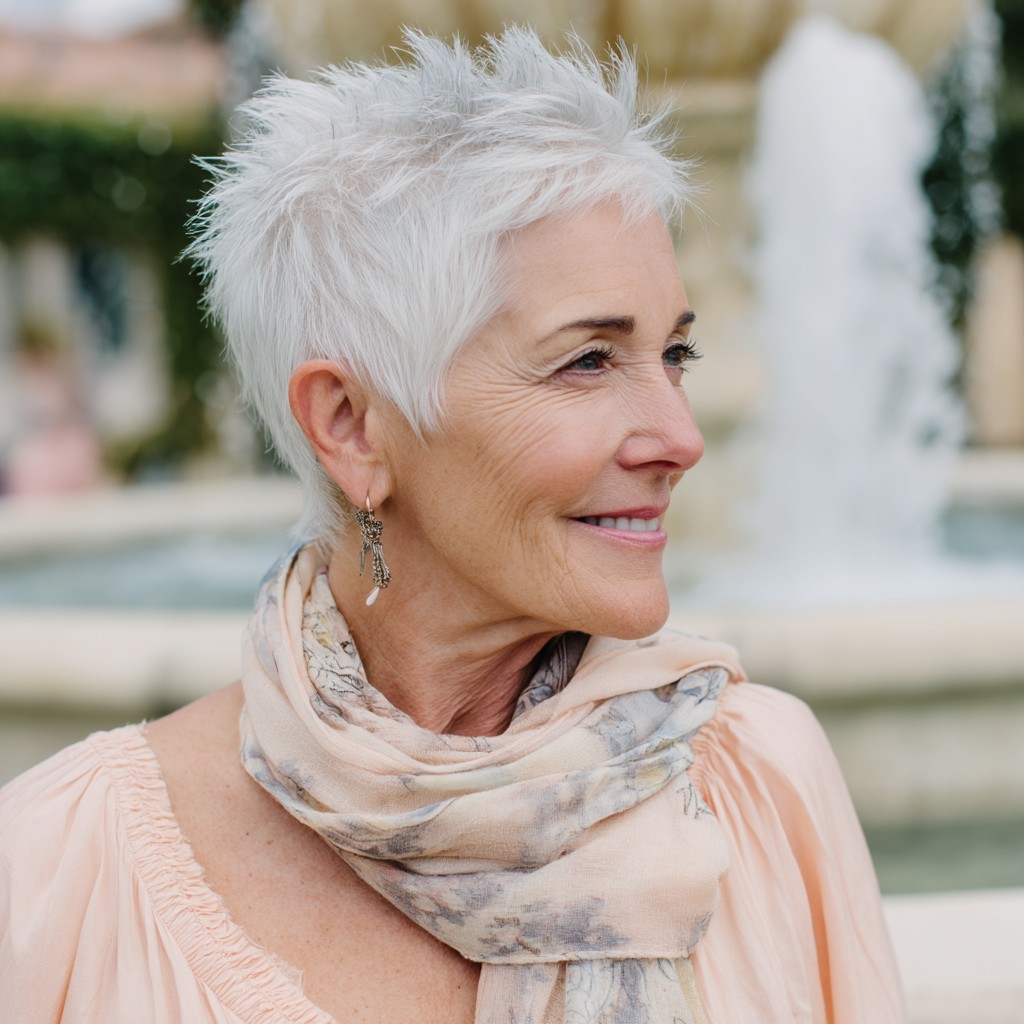 Textured White Spiky Cut with Layered Volume