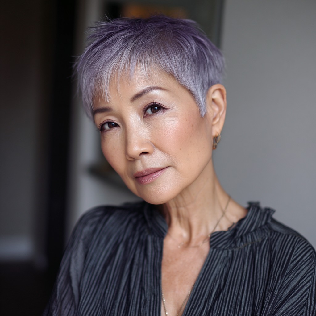 Trendy Pastel Pixie Cut for Women Over 70