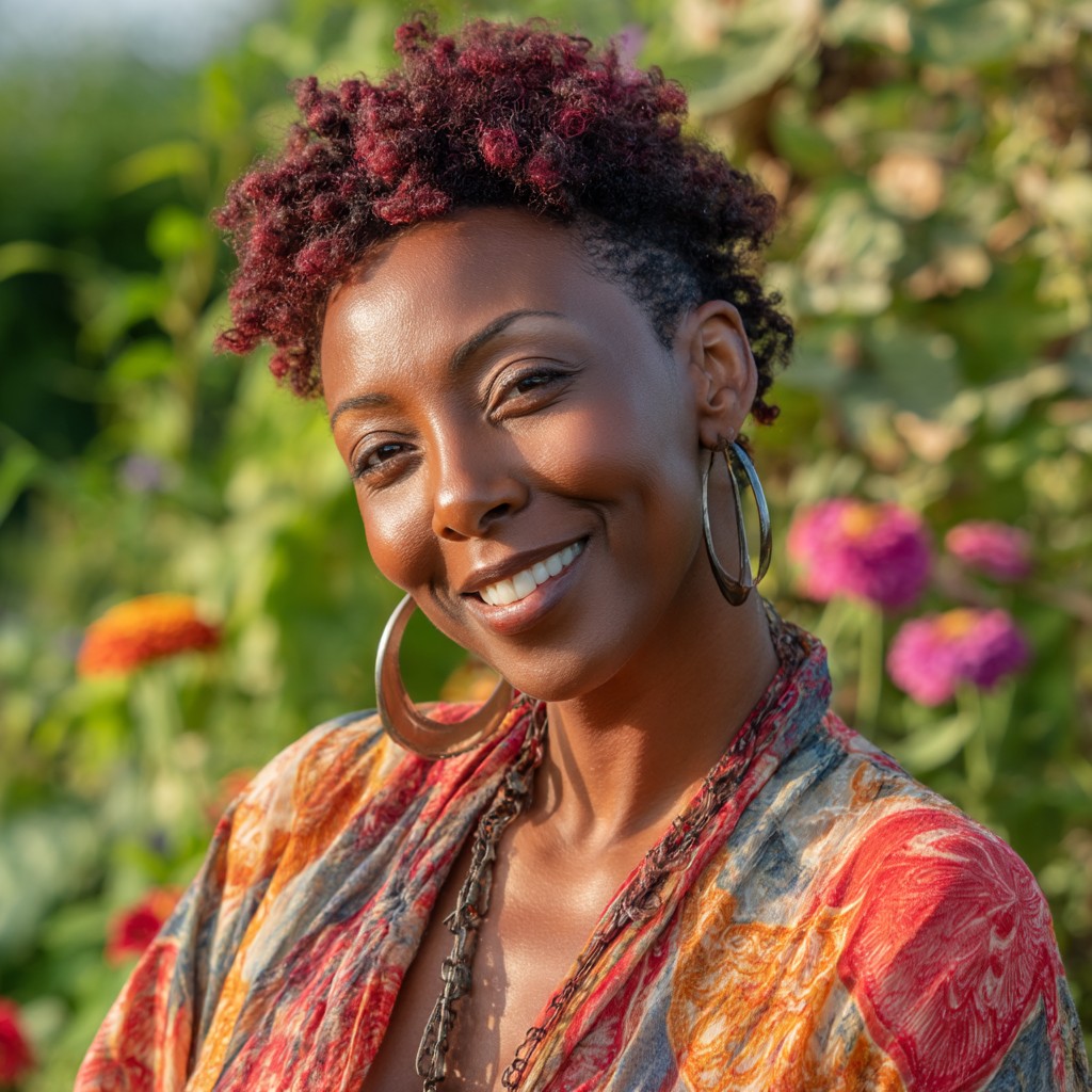 Vibrant Curly Pixie with Subtle Highlights