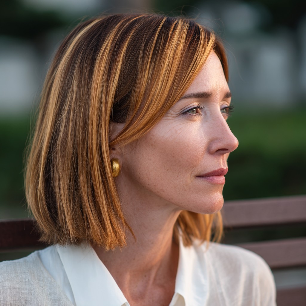 Warm Copper Bob with Subtle Highlights