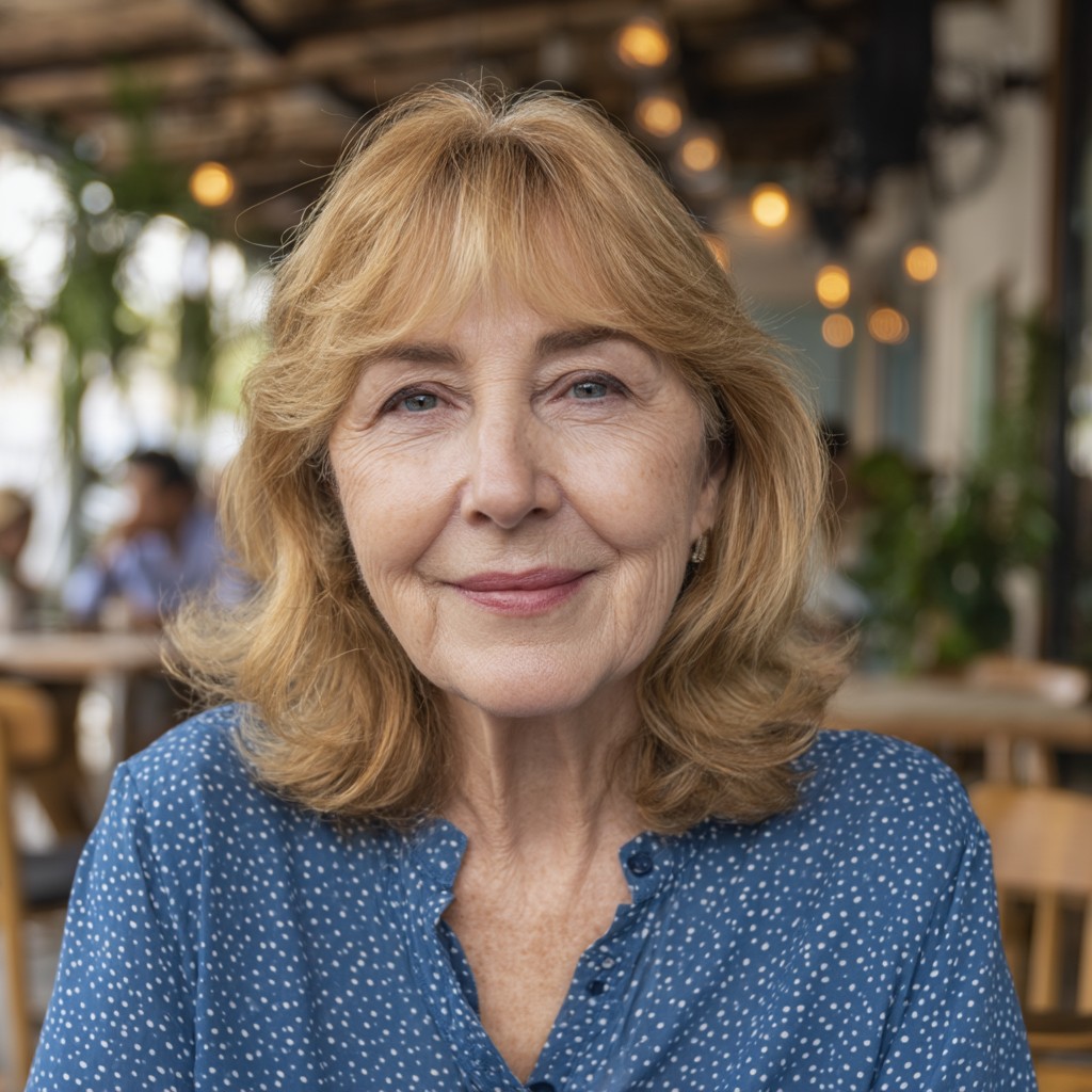 Warm Golden Shoulder-Length Haircut with Soft Layers