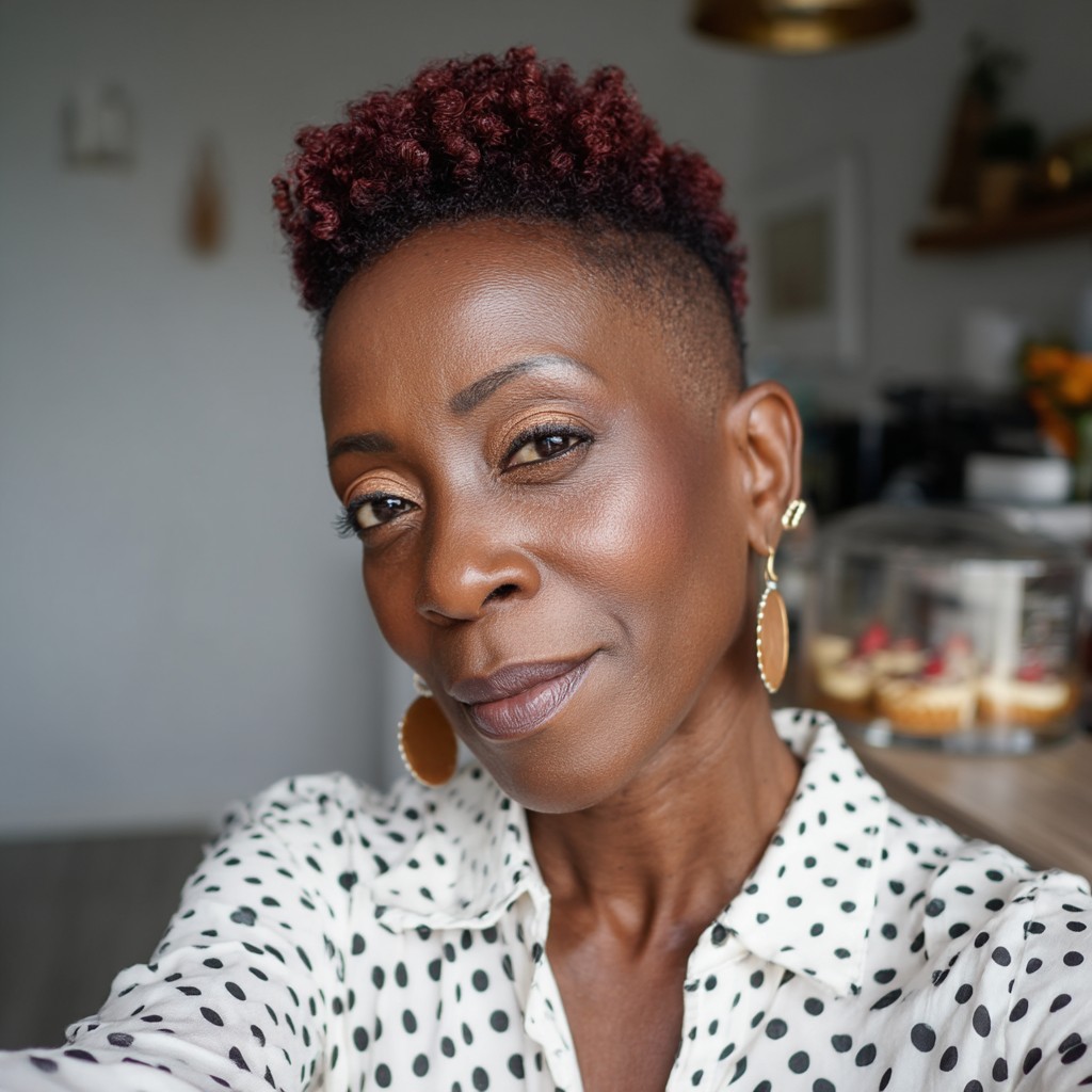 Bold Short Cut with Defined Curls and Faded Sides