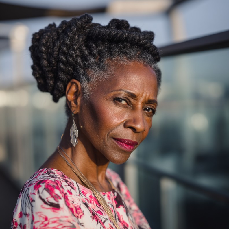 Elegant Twisted Updo with Defined Curls