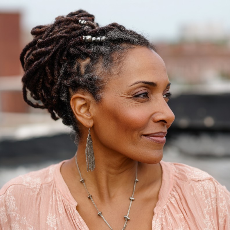 Stylish High Bun with Decorative Beads