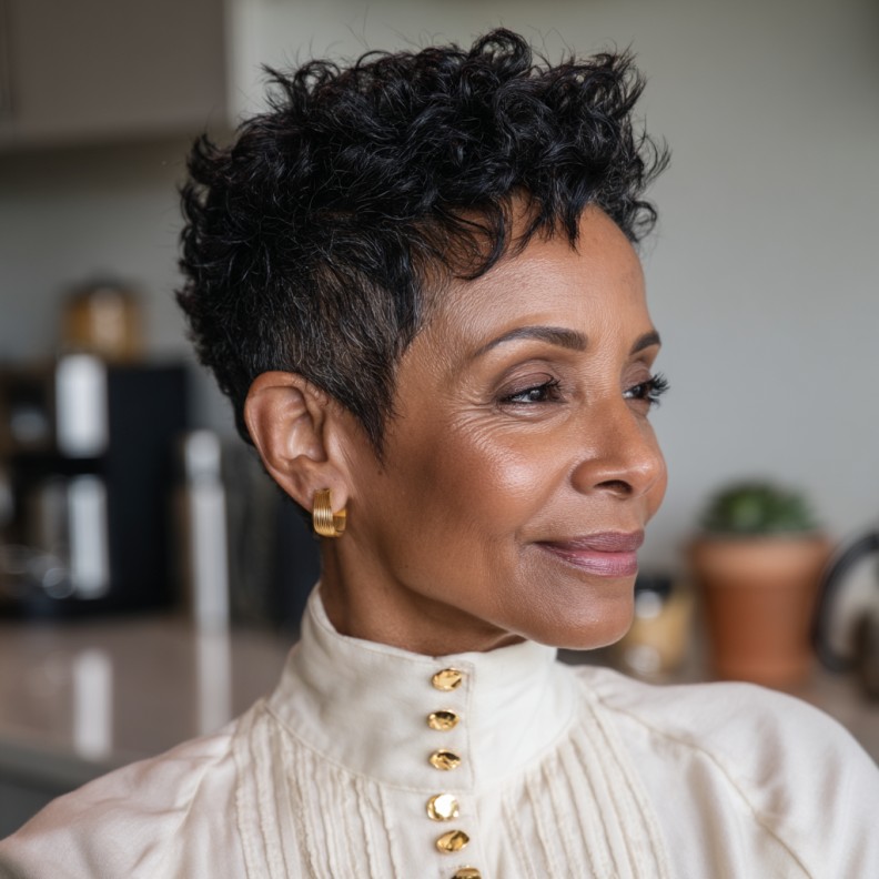 Stylish Short Curly Crop with Textured Layers