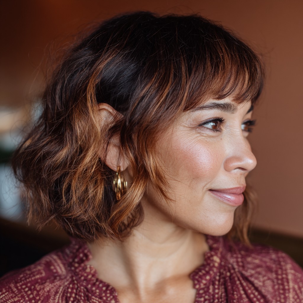 Stylish Textured Bob with Soft Bangs