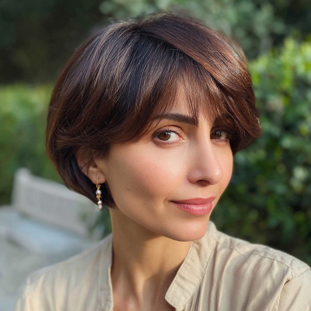 Stylish Textured Wedge Cut with Soft Bangs