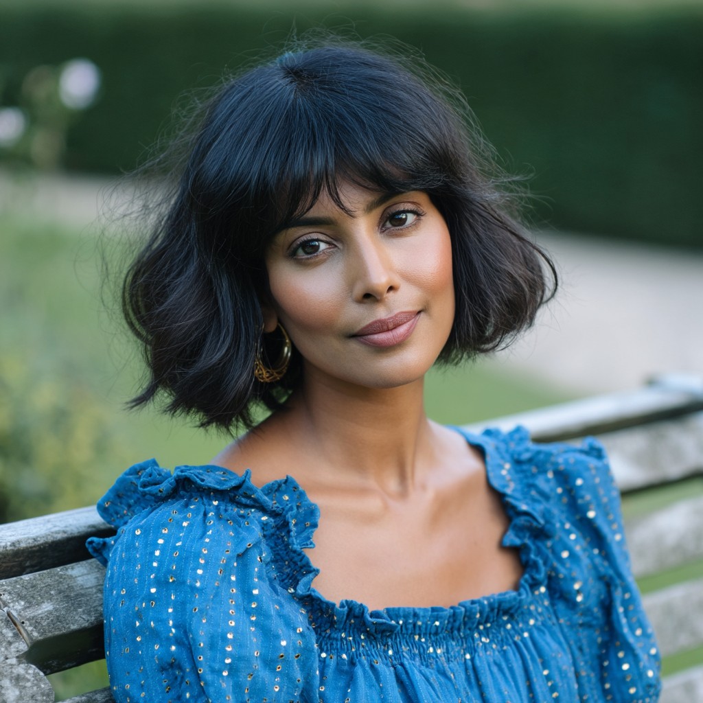 Textured Bob with Soft Bangs for Effortless Charm